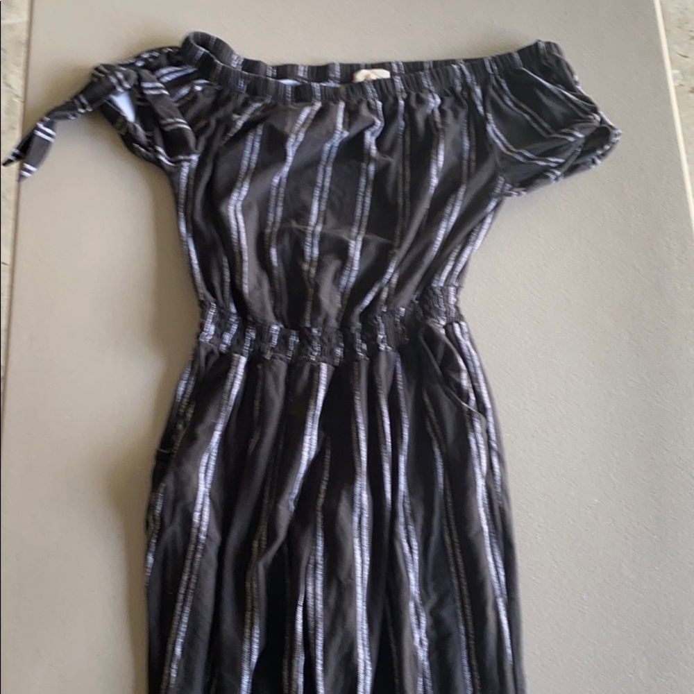 Romper long pants Black with white stripes